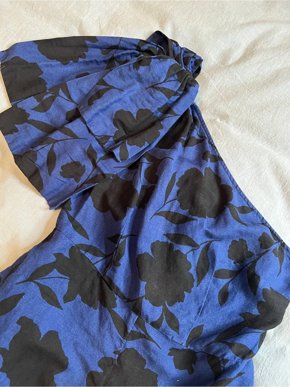 Kate Spade One-Shoulder Blue & Black Floral Jumpsuit Sz 4